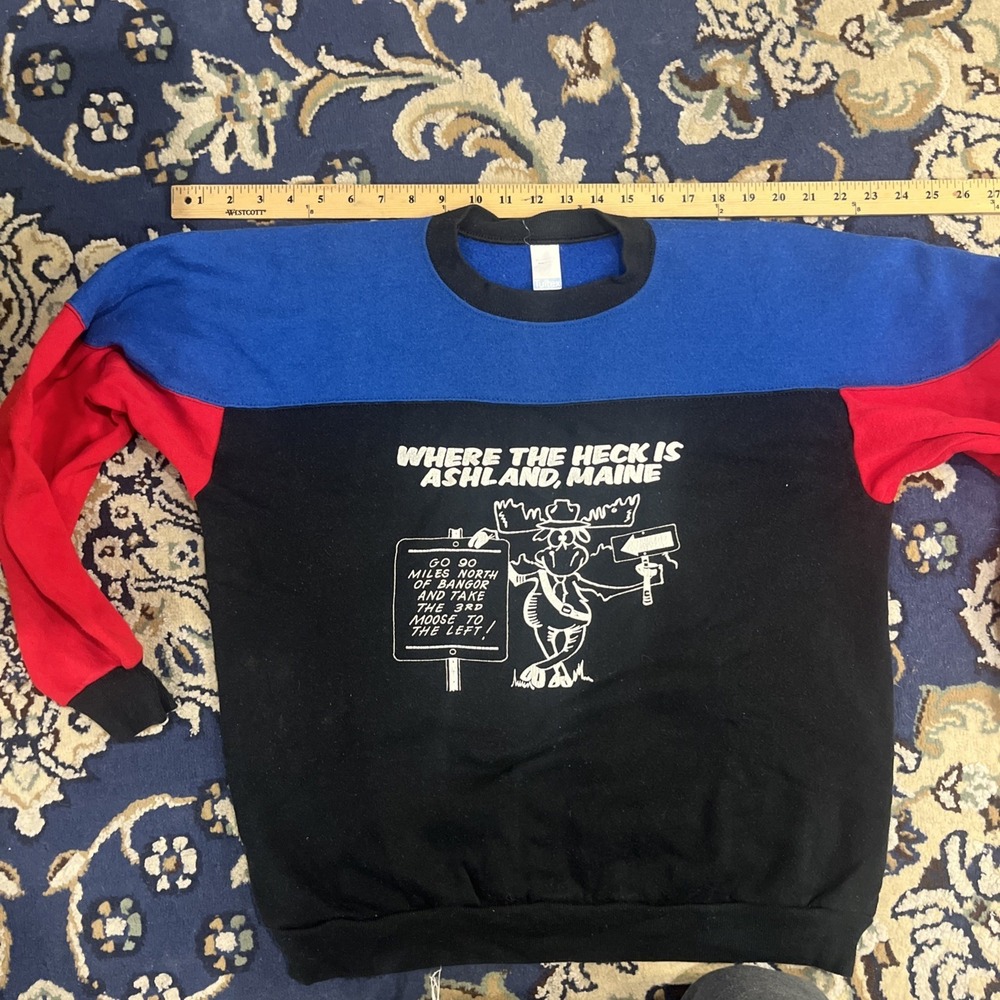 Vintage Tultex Graphic Sweatshirt Maine Moose‎ Hunting USA Large - Picture 7 of 10
